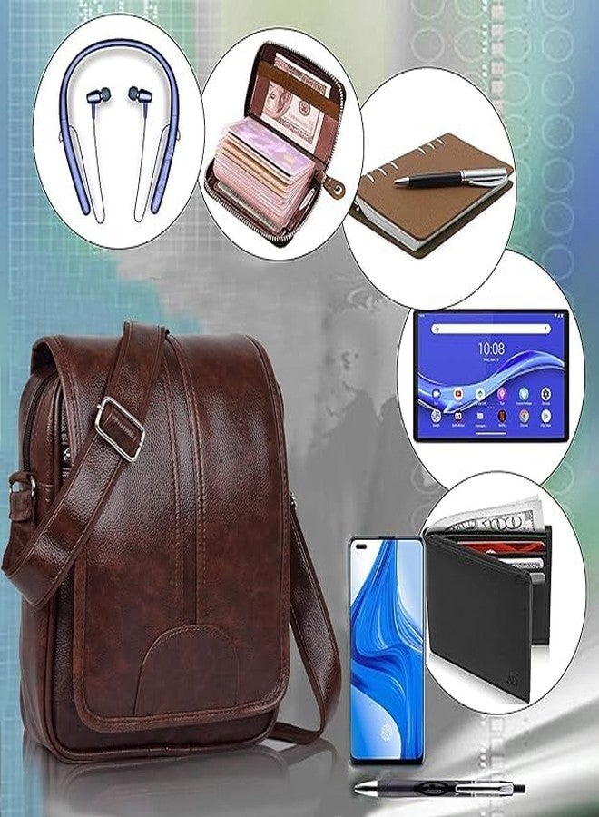 CAMPIO PU Synthetic Leather Stylish Men's Sling Bag - Cross Body Travel Bag, Office, Business, Messenger Bag, Fathers day gift idea, Gift for men, Valentine day gift for men - (Brown) - Image 3